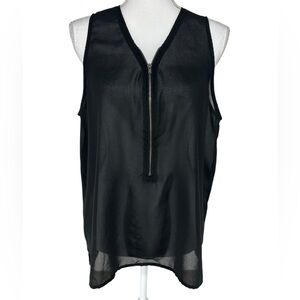 BANANA REPUBLIC / Black Sheer Zipper Detail Tank / Large / Office Goth Emo Alt